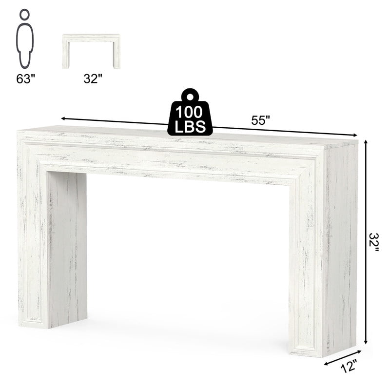 PLAMLE 55 Inch Console Table for Entryway, Narrow Sofa Table Behind Couch with Storage Shelf, Farmhouse Wooden Hallway Table for Living Room, Foyer, Small Spaces