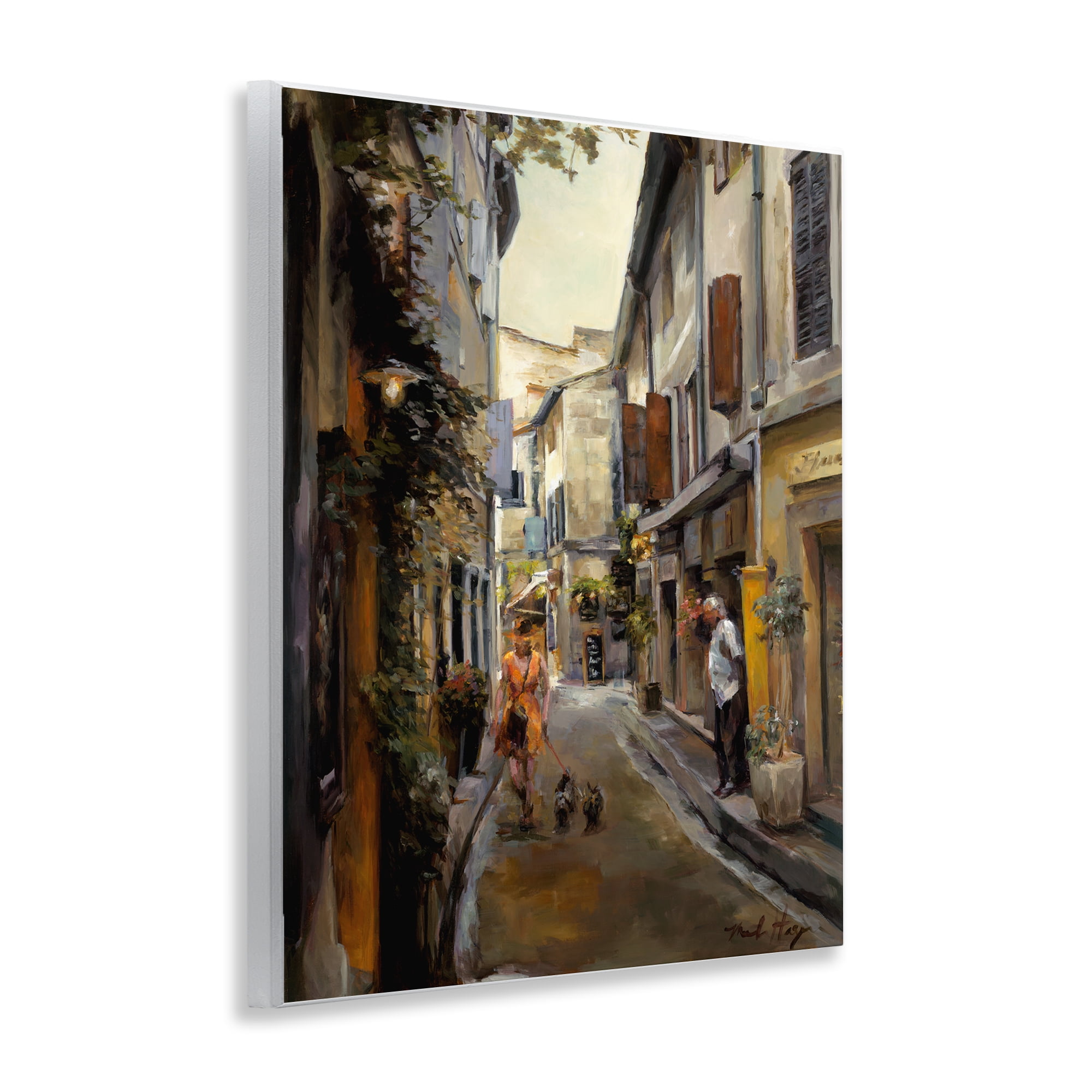 Stupell Industries European City Dog Walk Buildings & Architecture Painting Unframed Art Print Wall Art, 11 x 14