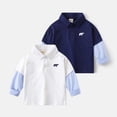 thumbnail image 4 of Atogsazn Toddler Baby Boys Long Sleeve Sweatshirt Kids Button Fleece Colorblock Pullover Shirts Tops Fall Winter Clothes 01-Dark Blue 10-11 Years, 4 of 4