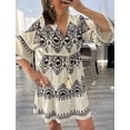 thumbnail image 3 of Women V-Neck Loose Midi Dress, Elegant Dress for Dating, Party & Daily Wear, 3 of 4