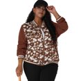 thumbnail image 3 of Women's Plus Size Jackets Lightweight Floral Bomber Jacket Caramel 2X Unique Bargains Chaqueta, 3 of 6