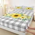 thumbnail image 3 of Homewish Country Sunflower Queen Sheet Sets,Modern Geometric Checkered Flat Sheet,Yellow Gray White Queen Fitted Sheet For Men Women,Luxury Bedroom Decor,4 Pieces, 3 of 7