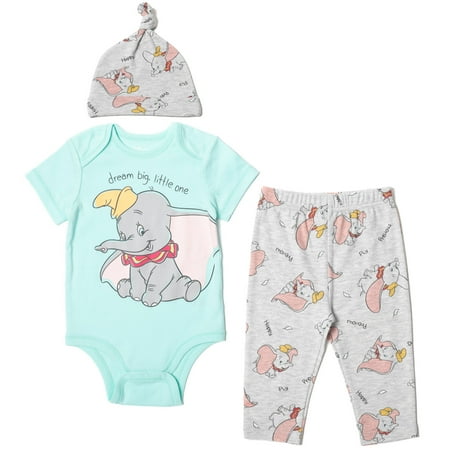 

Disney Classics Dumbo Infant Baby Boys Bodysuit Pants and Hat 3 Piece Outfit Set Blue / Gray 18 Months