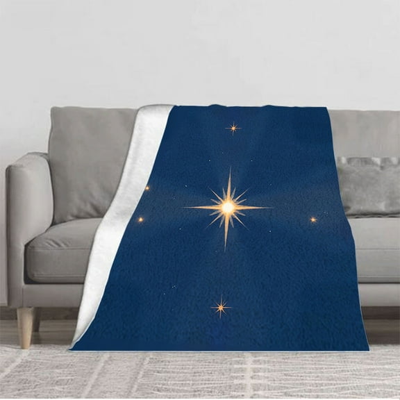 Cozy Flannel Blanket with Starry Night Design - Soft Warm Perfect for Sofa Travel Bed and Chair - Ideal for Stargazers