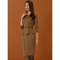 thumbnail image 3 of DARING DIVA Peplum Dress Belted Cocktail Sheath Dress XS Brown, 3 of 6