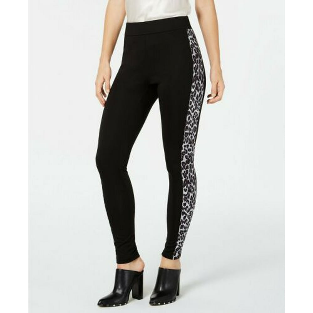 black trousers with leopard print stripe