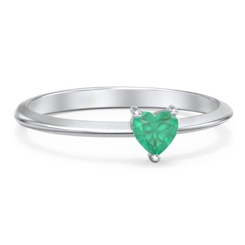 Heart Birthstone Ring - Emerald (May)