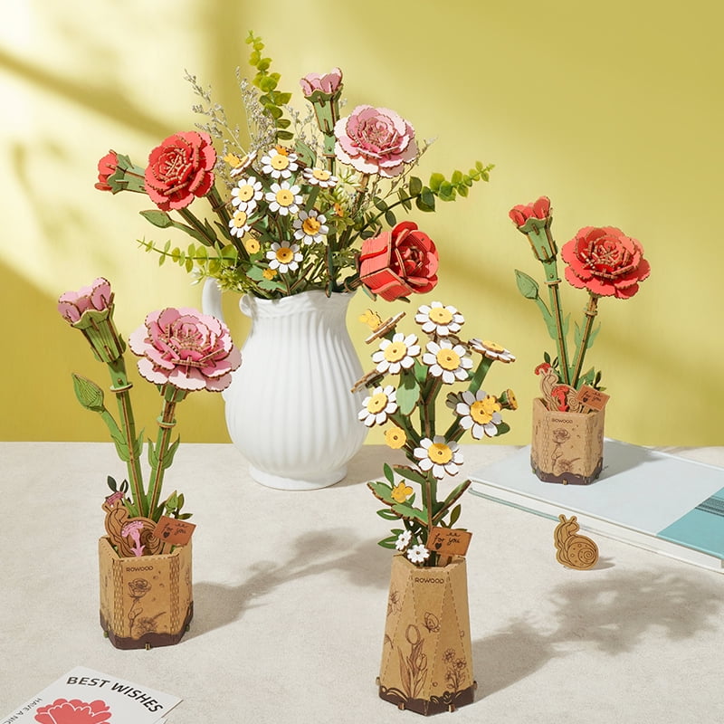 Décoration Modèle Carnation Rouge DIY 3D Puzzle Rolife TW052