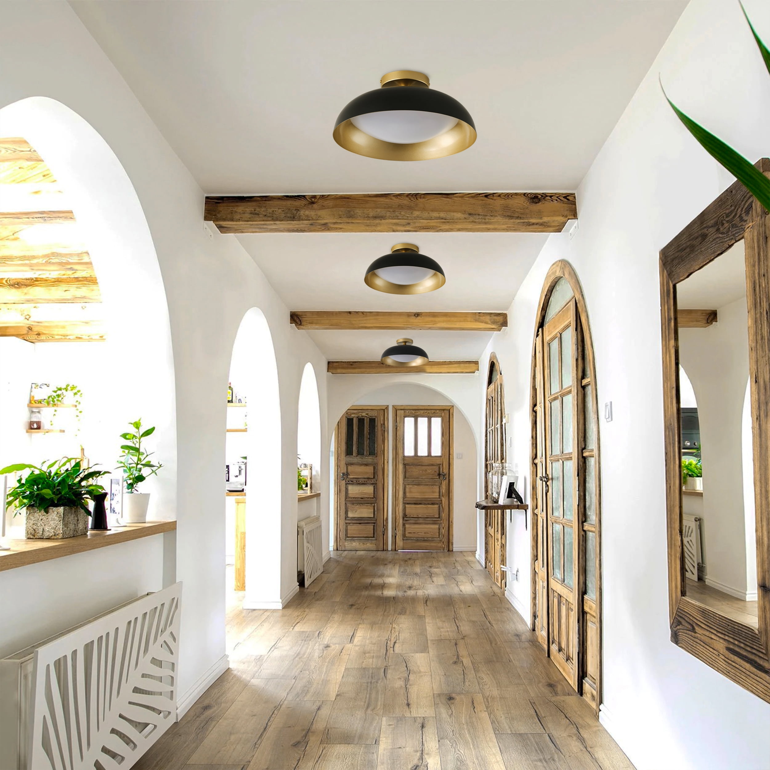 Modern Minimalist Close to Ceiling Lighting, Dome Shade Farmhouse LED Flush Mount Ceiling Light for Bedroom Kitchen Hallway