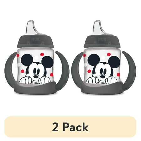 (2 pack) NUK Disney Learner Cup, Mickey Mouse 5 oz Soft Spout Sippy Cup, 6+ Months, Unisex