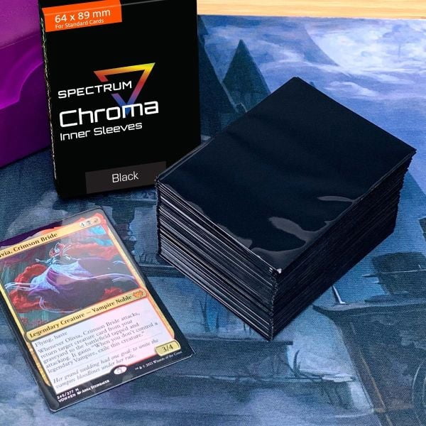 10 packs of 100 (1000) BCW Chroma Black Standard Sized Card Inner Sleeves