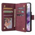 thumbnail image 6 of Cowithday Phone Case for Samsung Galaxy S21+, Galaxy S21 Plus Wallet Case with Zipper for Women and Men, PU Leather Magnetic Flip Kickstand Closure Wrist Strap Zipper Card Holder Phone Cases, Winered, 6 of 8