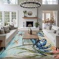 thumbnail image 3 of 6'x9' Area Rugs, Blue Crab Coastal Indoor Outdoor Area Rug for Living Room Bedroom, Nautical Starfish Beach Ocean Coral Washable Bathroom Rugs Kitchen Floor Carpet Mats Home Decor Aesthetic, 3 of 8