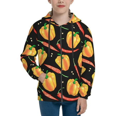 

Hoodies for Women Bell Pepper red yellow Long Sleeve Sweatshirt Drawstring Zip Up Hoodie with Pockets Teen Girl Clothes
