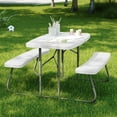thumbnail image 3 of BizChair Easy-Fold White Folding Plastic Kids Outdoor Picnic Table and Benches - Commercial Grade - Seating for 4 Kids, 3 of 18