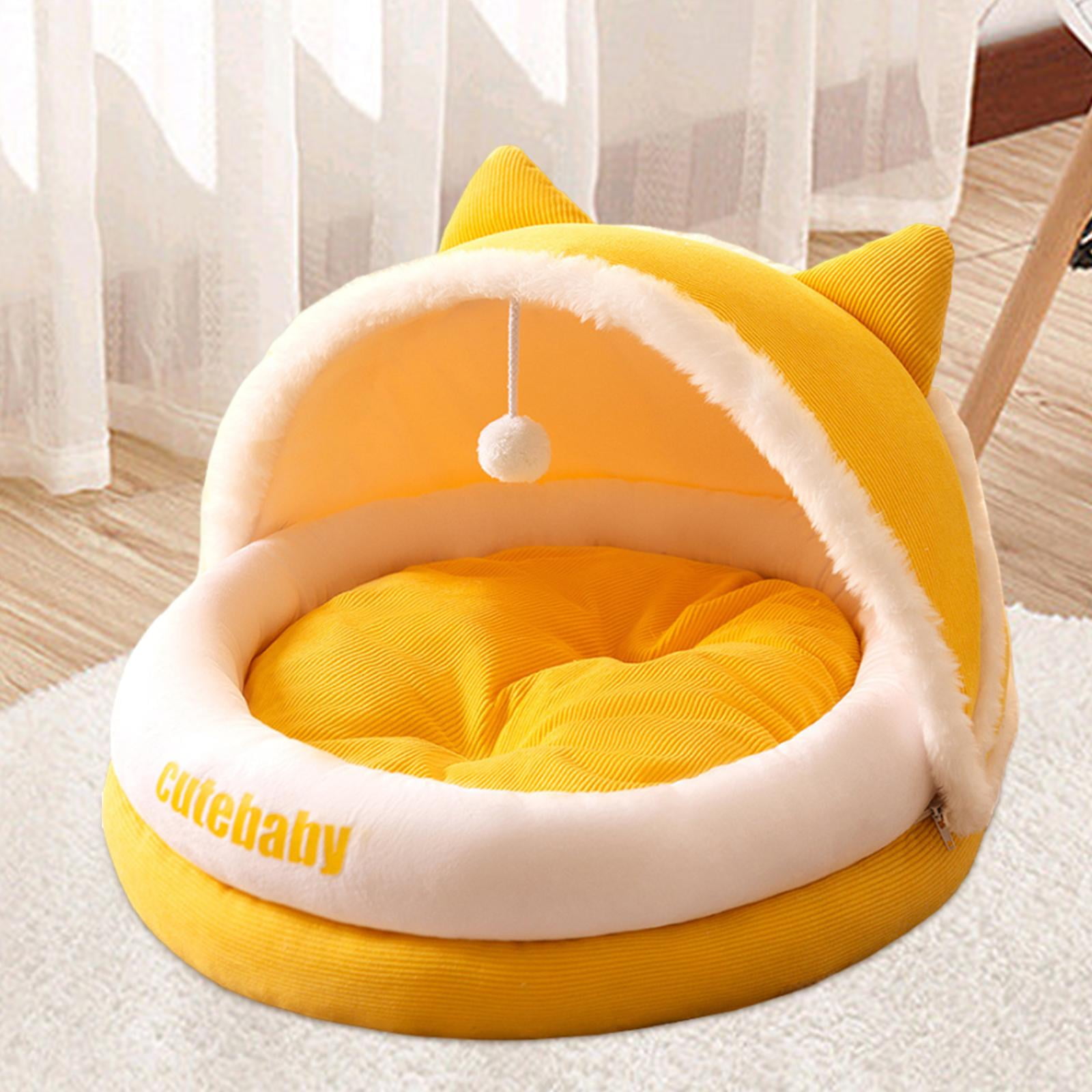 Fzaqwen Cat Bed for Indoor Cats Cat Furniture Cat Cradle Small Dog Cave Sleeping Nonslip Yellow M