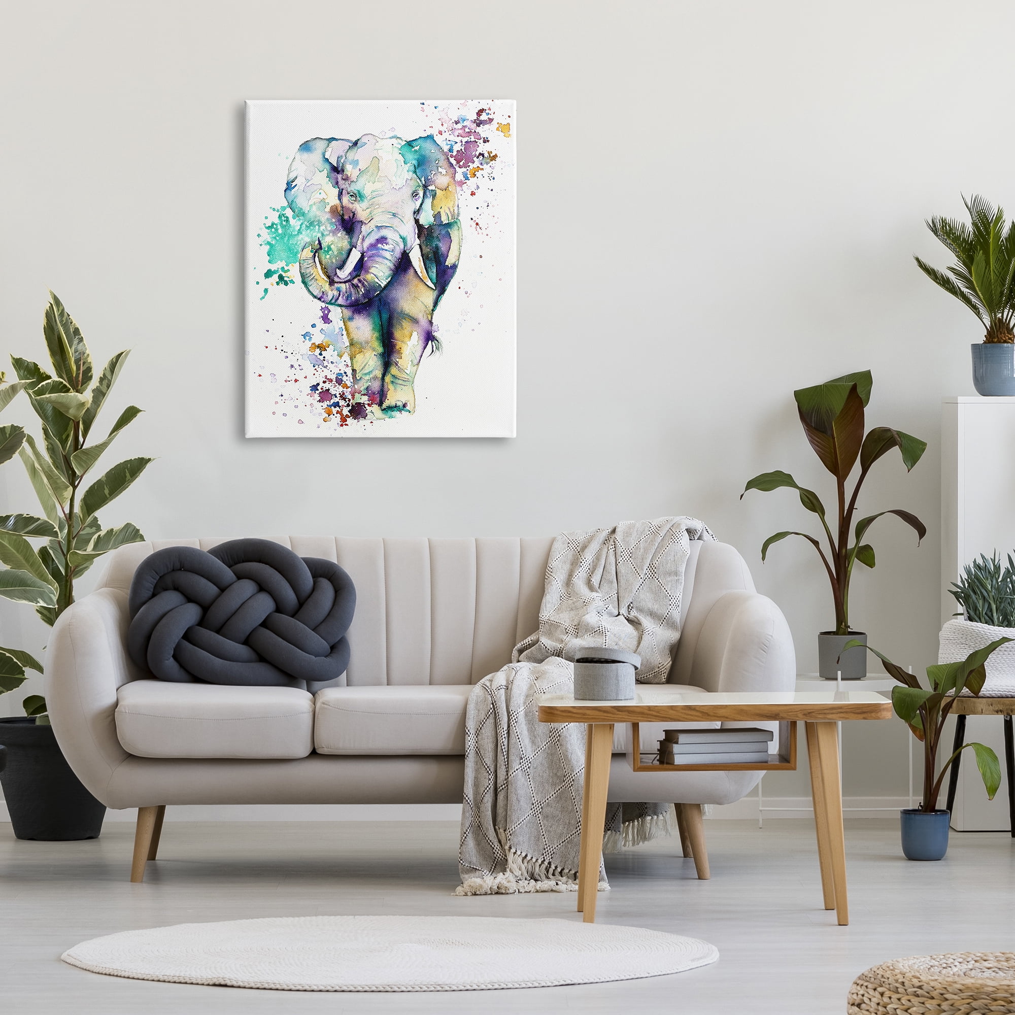 Stupell Industries Street Style Speckled Elephant Paint Splatter Animal Graphic Art Gallery Wrapped Canvas Print Wall Art, Design by Emma Catherine Debs