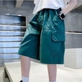 thumbnail image 5 of Boys Lightweight Solid Cargo Knee Length Shorts, Elastic Waist Multi Pocket Loose Fit Kids Utility Shorts for Summer School Outdoor Daily Home Casual Wear(Green,5-6 Years), 5 of 5