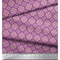 thumbnail image 2 of Soimoi Purple polyester Crepe Fabric Filigree Damask Print Fabric by the Yard 52 Inch Wide, 2 of 3