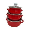 thumbnail image 4 of WeiLaiKeQi 3 Pieces Enamel Cooking Pots Stew Bean Simmer Pot Kitchen Household Cookware red, 4 of 9