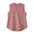 thumbnail image 5 of Wowcloth Women's Bamboo Cotton Linen Blouse, Solid Color Button Front Sleeveless V-Neck Top for Casual and Office Wear, 5 of 7