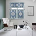 thumbnail image 4 of Blue Boho Kitchen Curtains Sets for Windows 36 Inch Length, Farmhouse Bohemian Medallion Oriental Flower Rod Pocket Window Treatments Tier Curtains and Valances Set for Bedroom/Bathroom, 4 of 8