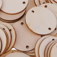 thumbnail image 6 of 100 Pieces Round Unfinished Wooden Shapes Blank Name Tags with two holes Christmas Tree Ornament for gift by diy Tags Craft Wedding Party Decoration 35mm, 6 of 9