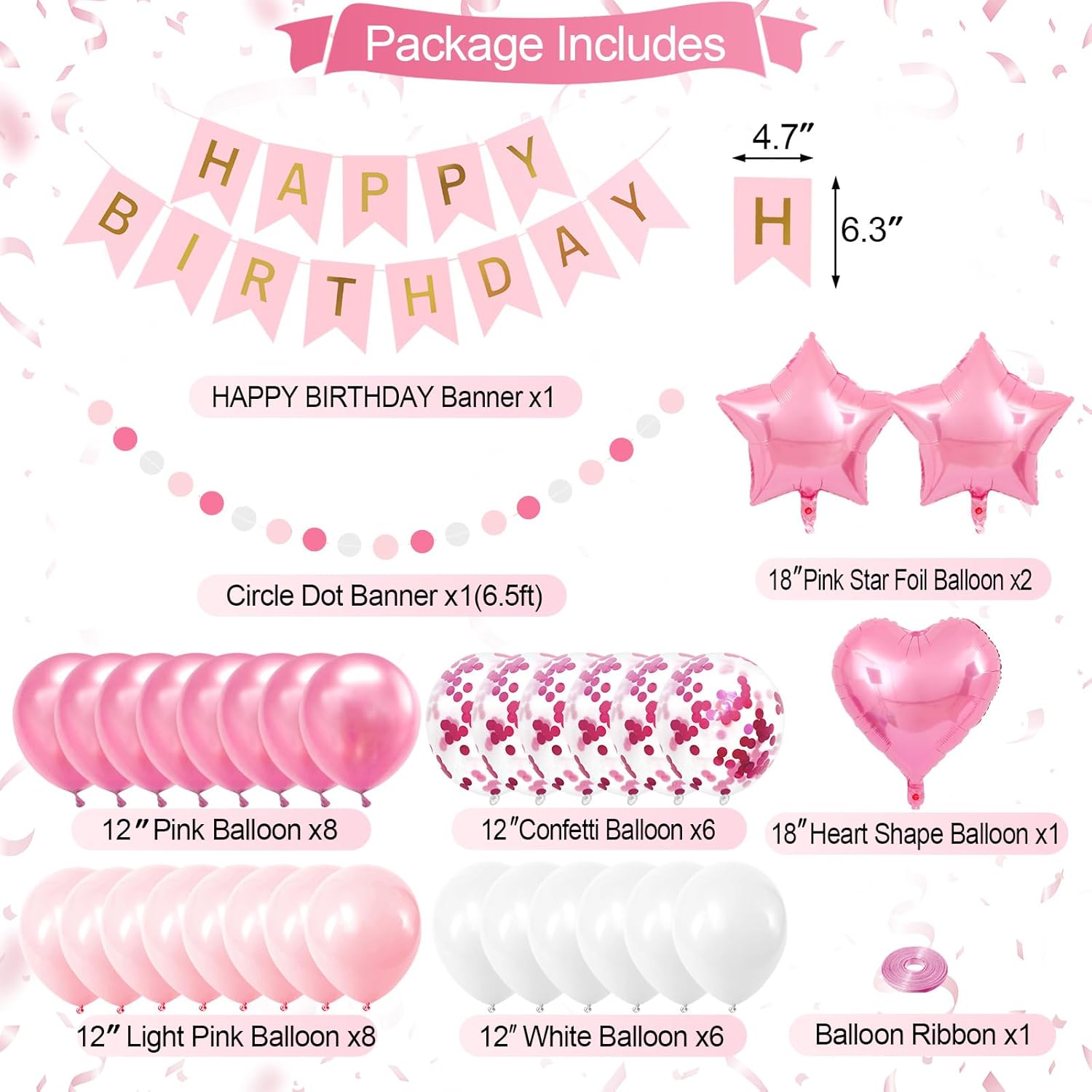 FOTENG Pink Birthday Party Decoration Kit photo 6