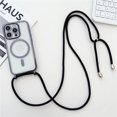 thumbnail image 5 of Estuche de lujo con cordón para collar cruzado, cordón magnético chapado, transparente, para iPhone 14, 11, 12, 13, 15 Pro Max, funda blanda Magsafe, 5 of 5