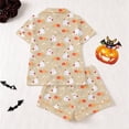 thumbnail image 4 of Gyexs Halloween Pajamas Sleepwear for Women Printed Collar Short Sleeve Shorts Pajama Set Pjs Womens Pajamas #A06 Khaki, Size S, 4 of 9