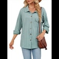 thumbnail image 3 of Blusas Informales de Larga Extragrandes con Botones y Cuello Halter para Mujer Verde XXL, 3 of 10