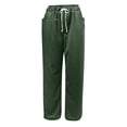 thumbnail image 6 of Mens Linen Cotton Pants Drawstring Waist Lightweight Loose Fit Straight Leg Casual Beach Travel Pants 3XL, 6 of 7