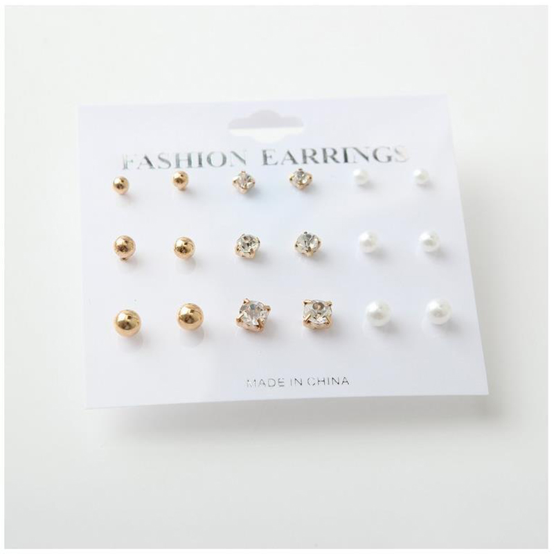 24 Pairs Stud Earrings Crystal Pearl Earring Set Ear Stud Jewelry Cute Trendy Earrings Sets for Girls or Woman Silver and Gold Stud Earrings Set