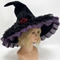 thumbnail image 5 of Bainana Halloween Witch Cosplay Hat For Women Lace Trim High Top Cap Wide Brim Adjustable Festival Events Hat, 5 of 5