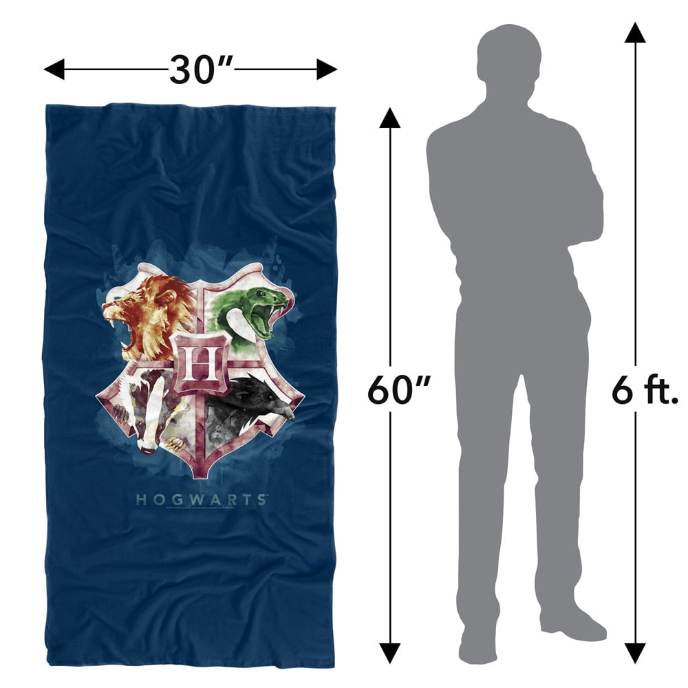 Harry Potter Hogwarts Crest Wash Officially Licensed Beach Towel 30' X 60'