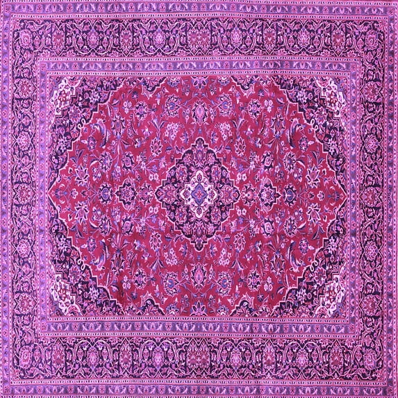 Ahgly Company Indoor Square Medallion Purple Traditional Area Rugs, 5' Square