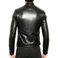 thumbnail image 2 of Men's Genuine Lambskin Leather Black Jacket Motorcycle Biker Jacket A680, 2 of 3
