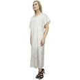 thumbnail image 3 of Bimba Women's Floral Printed White Satin Long Maxi Kaftan Beach Gown Caftan-8, 3 of 5