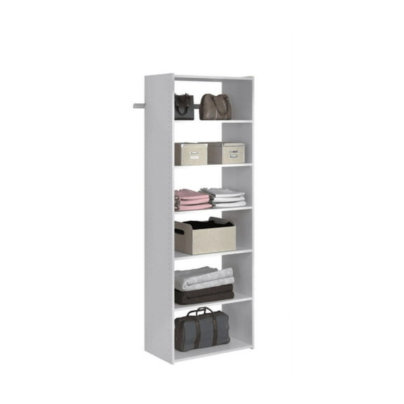 Closet Evolution Essential Shelf Organizer White Wood Closet Tower 25 in. W