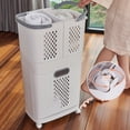 thumbnail image 3 of Loyalheartdy 2 Tier Laundry Storage Basket Movable Household Laundry Organizer Basket for Bathroom, 3 of 12