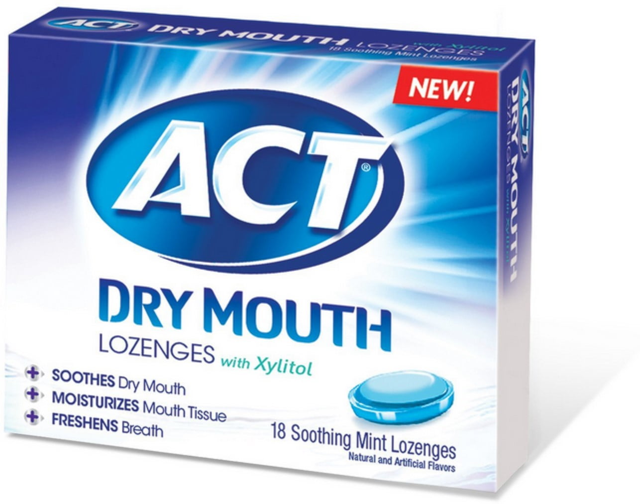 ACT Dry Mouth Soothing Mint Lozenges 18 ea (Pack of 3)