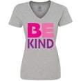 thumbnail image 3 of Inktastic Be Kind Logo in Pink and Purple Women's V-Neck T-Shirt, 3 of 5