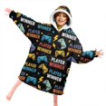 thumbnail image 4 of Game Controller Black Pattern Lamb Fleece Blanket Hoodies for Teens ,Teens Oversize Sherpa Wearable Hooded Blanket Sweatshirt with Super Pockets, 4 of 6