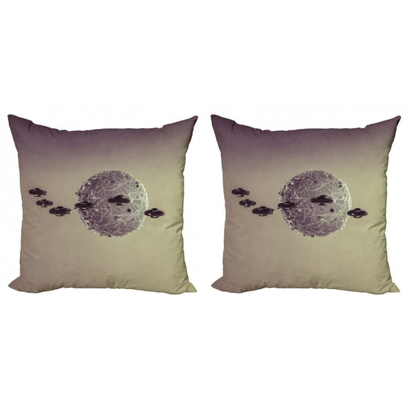 Ambesonne Galaxy Throw Pillow Cover 2 Pack, Fiction Space Warfare, 24", Brown Grey