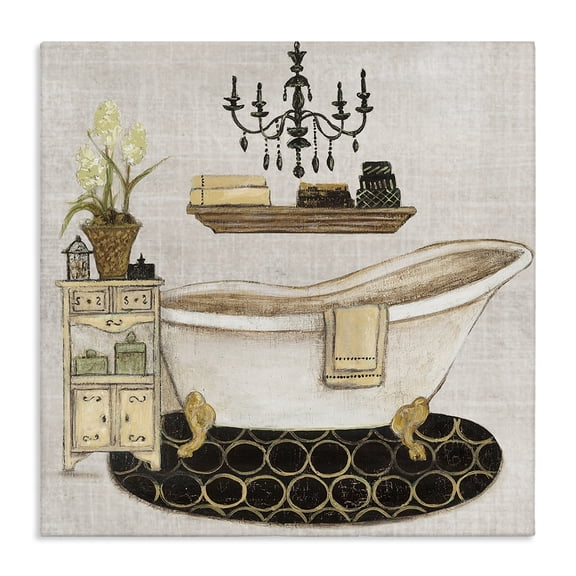 Stupell Industries Farmhouse Serene Vintage Bathtub Canvas Art, 17 x 17, by Janet Tava