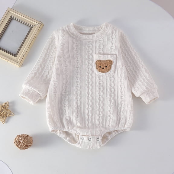 Timegard Toddler Clothes for Girls Boys Onesie Texture Long Sleeve Unisex Infant Rompers Fall Winter Casual Comfy Sets
