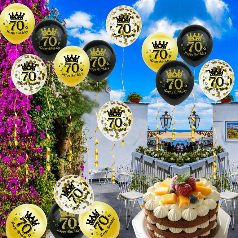 70th Birthday Balloons 15 Pcs Black