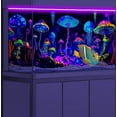 thumbnail image 3 of Blacklight Colorful Mushroom Black Light Aquarium Background UV Background Starry Sky Moonlight Terrarium Background with 10 EVA Double-Sided Tape, 24X12IN, 3 of 5