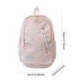 thumbnail image 2 of Nylon School Backpack, Lightweight Backpack with Bow Pendant, Spacious Trendy Backpack for Travel College Work, Pink, 2 of 6