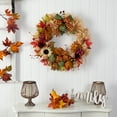 thumbnail image 4 of Nearly Natural Plastic Artificial Fall Wreath, with Sunflower Berries Maple Leaves, 30" (Multicolor), 4 of 4
